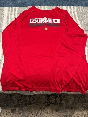 adidas Red Louisville Basketball Long Sleeve Tee